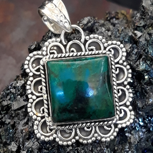 Chrysocolla Sterling Silver Pendant - Picture 4 of 6